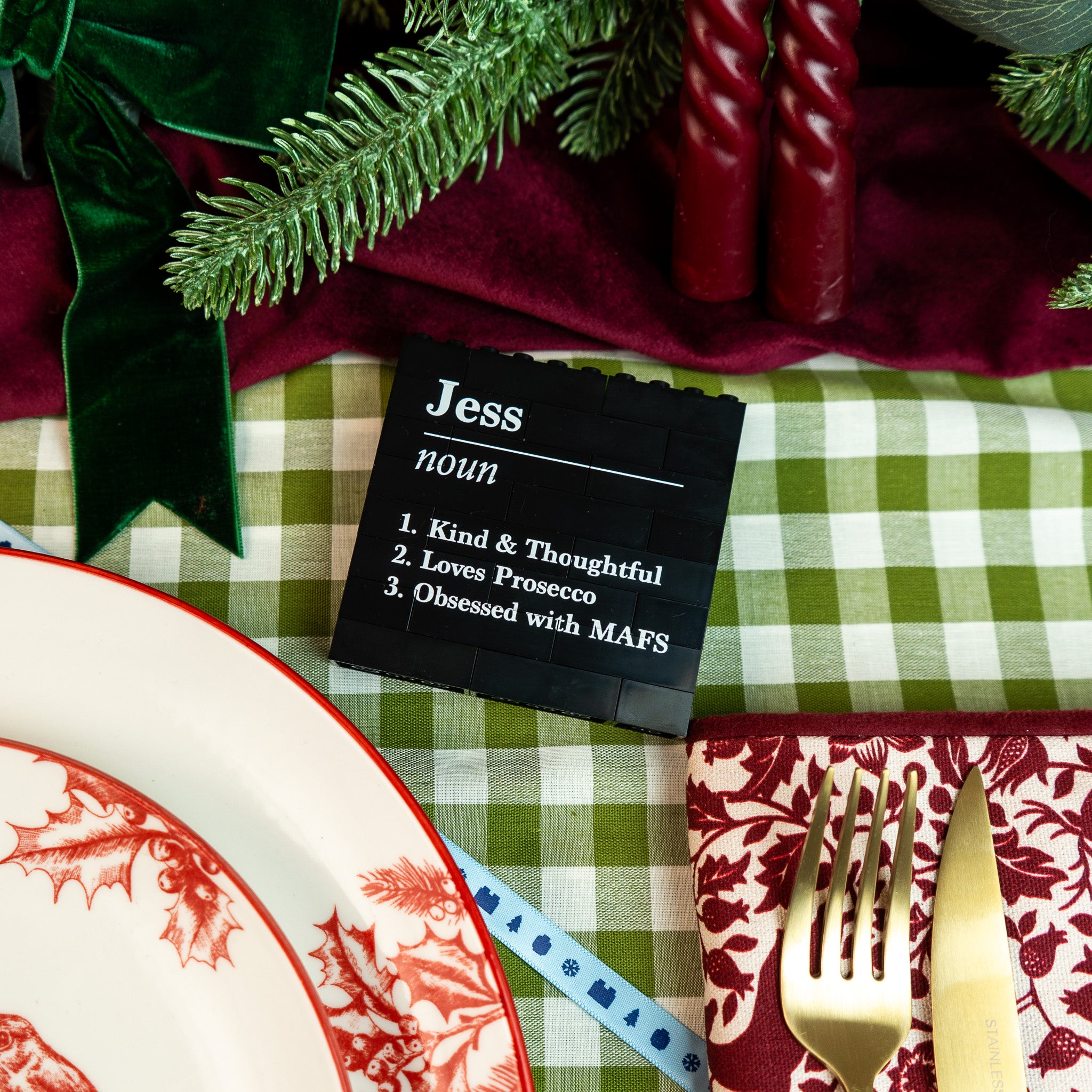 Custom LEGO® Brick photo block – add personalised text, multiple definitions, and photos for a unique gift