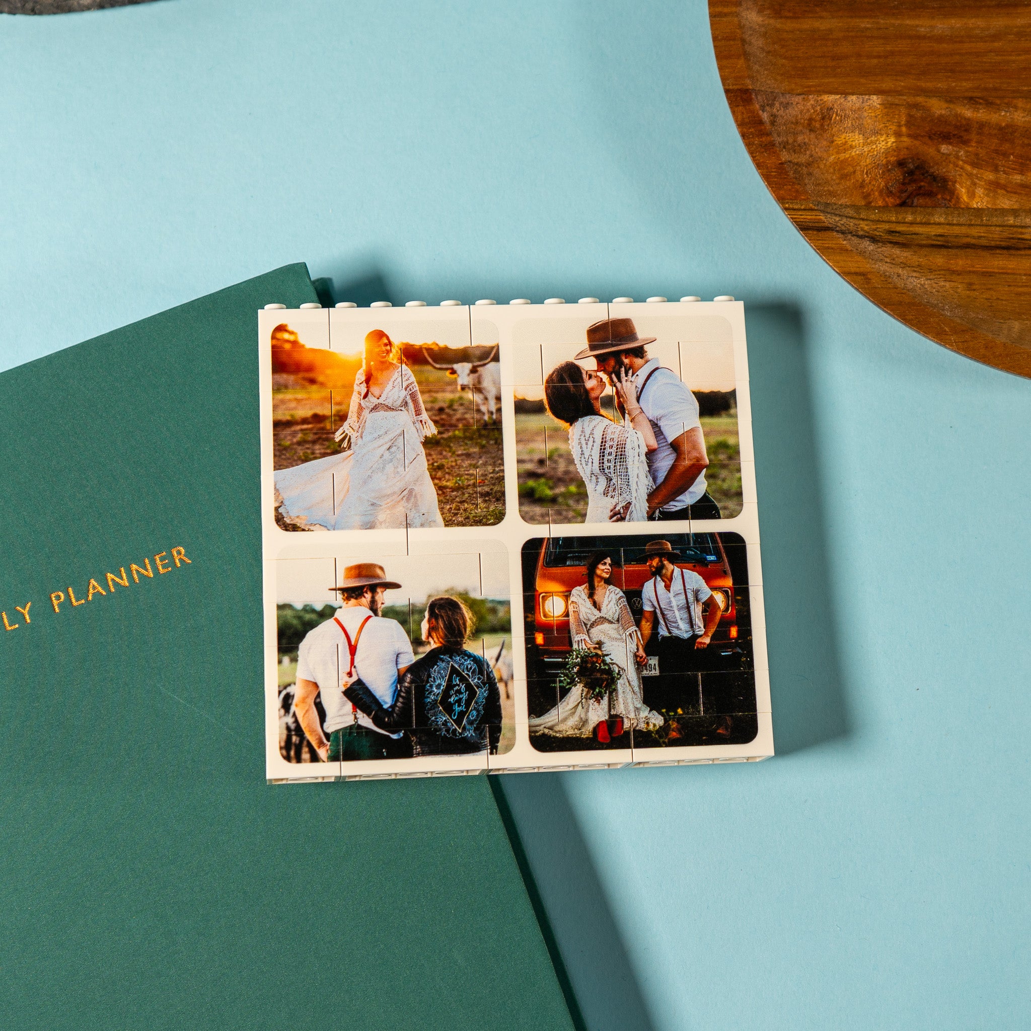 Custom LEGO® Brick square photo display – showcase up to 8 images in a meaningful personalised gift