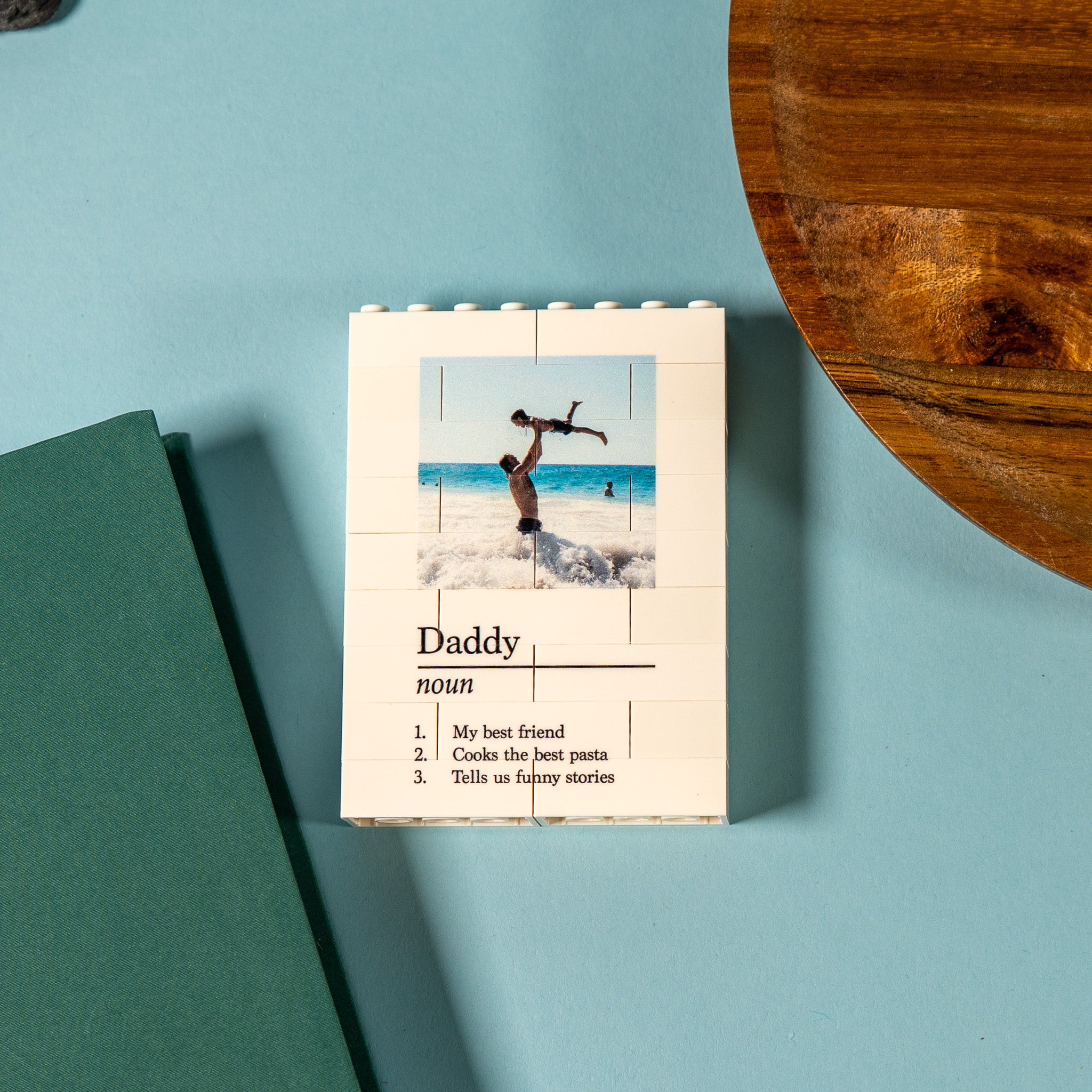 Black or white LEGO® Brick Dad Definition block – meaningful desk, shelf, or bedside table display