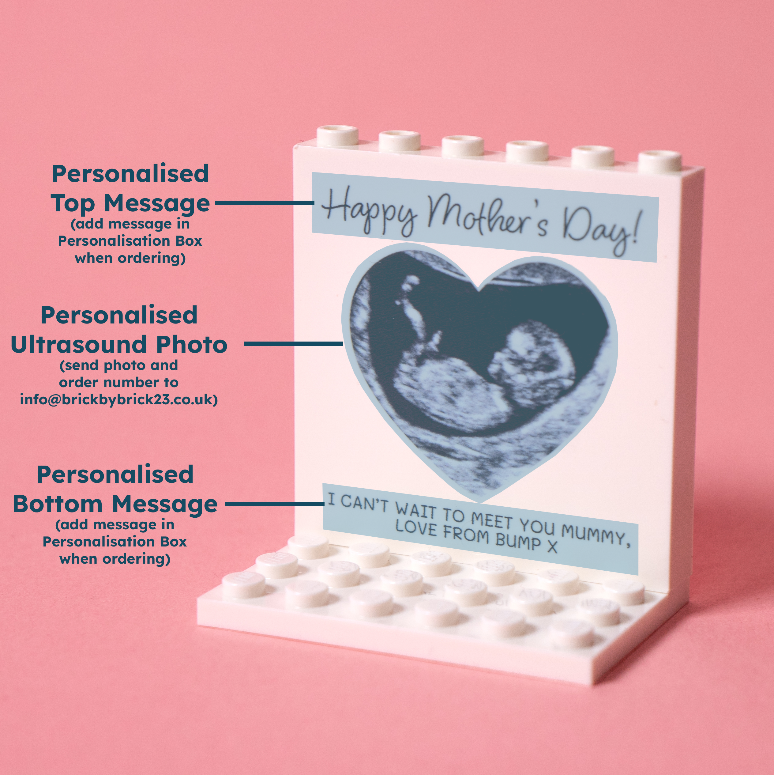 Personalised Baby Scan LEGO® Brick Minifig Gift First Mother’s Day Mum To Be
