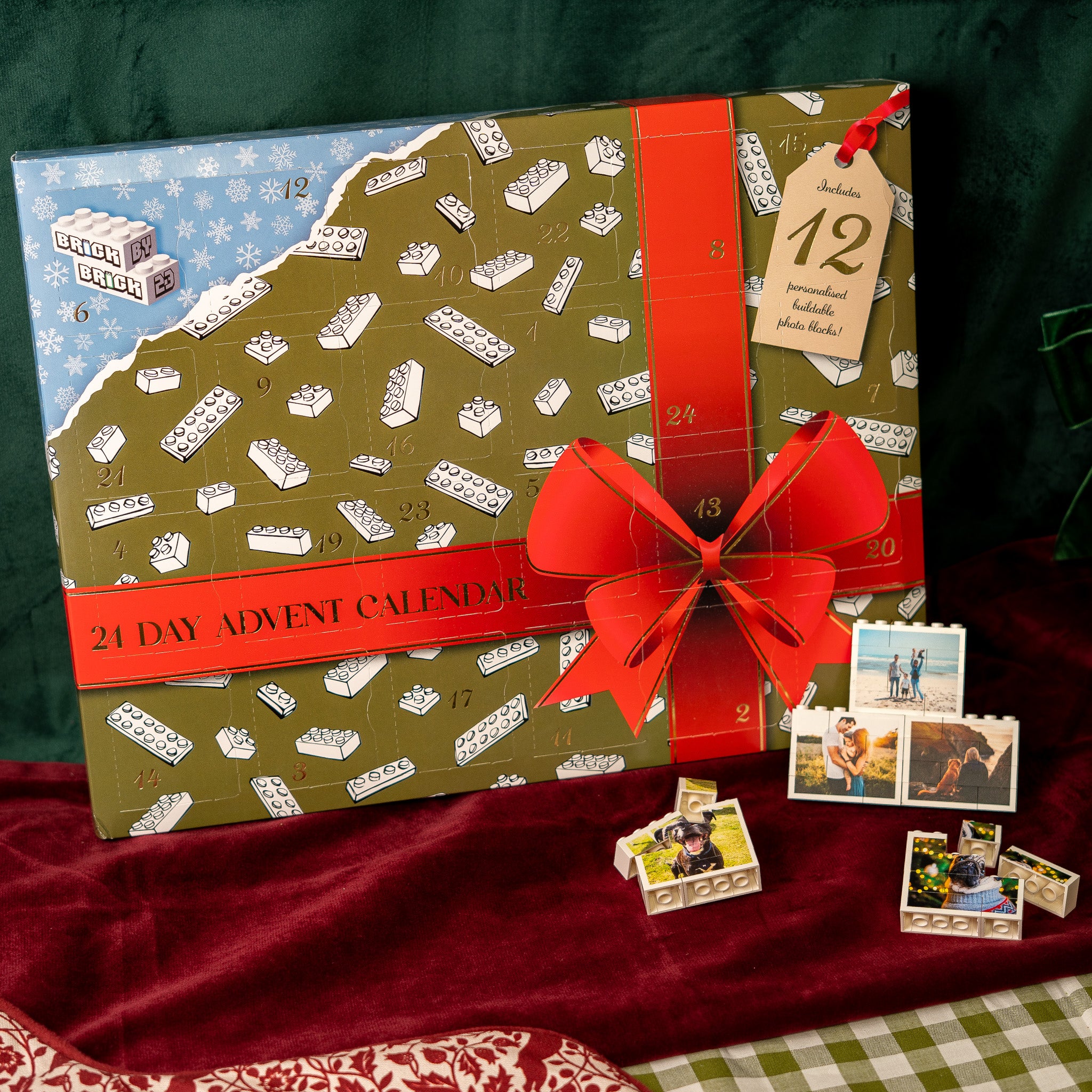 Personalised LEGO® Brick Photo Advent Calendar with 12 buildable photo blocks