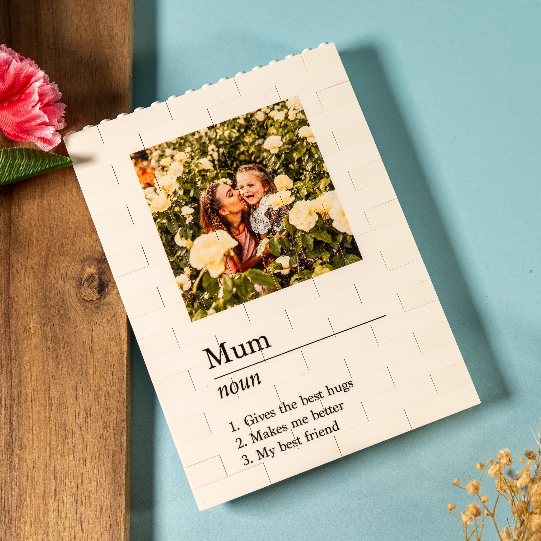 Personalised Mum Definition LEGO® Brick Photo Block – add photo and personalised custom message