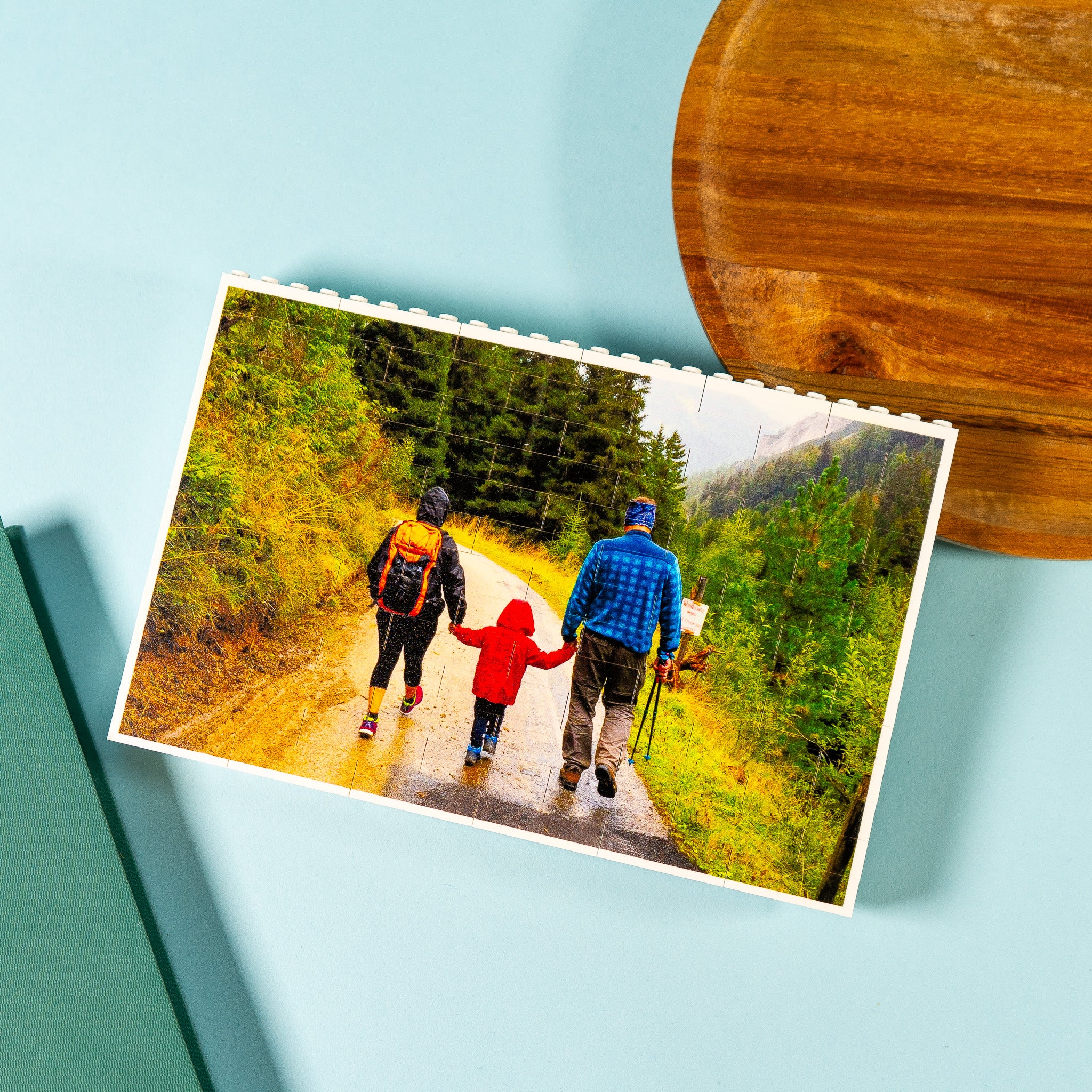 Double-sided LEGO® brick photo block with optional second image – creative personalised keepsake for LEGO® fans