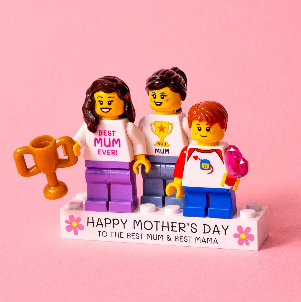 Personalised LGBTQ+ Two Mummies Minifig Keepsake Gift. Custom LEGO® Brick Mother’s Day Present