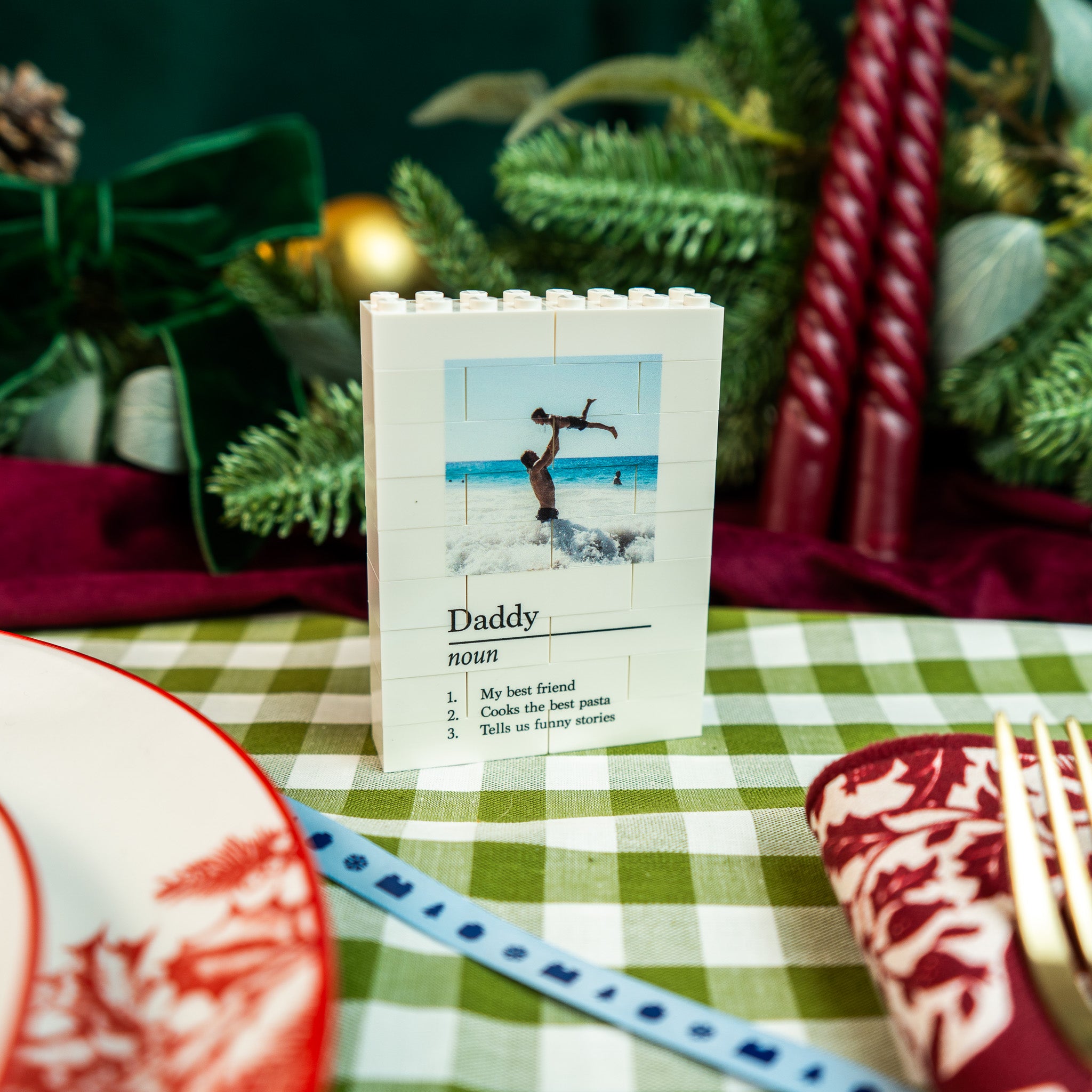 Custom LEGO® Brick dad photo block – Portrait style keepsake for Father’s Day, birthdays, or anniversaries