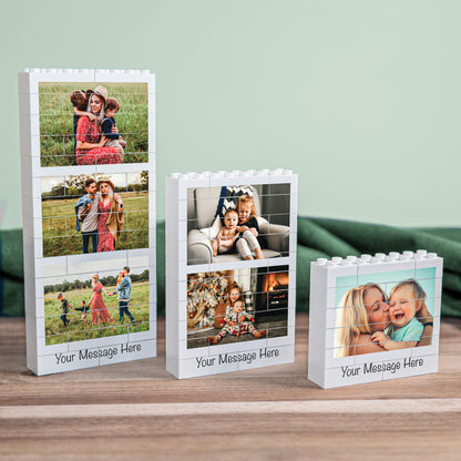 Custom LEGO® Brick multi-photo block – choose from single, double, or triple photo layouts in horizontal or vertical orientation