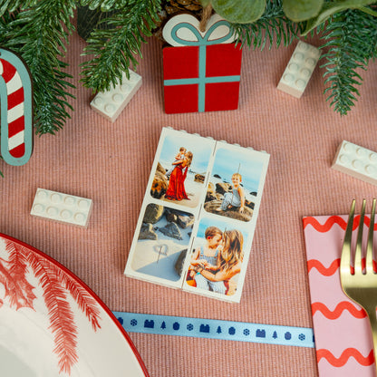 Custom LEGO® Brick portrait photo block – display up to 8 photos in a personalised family or romantic keepsake