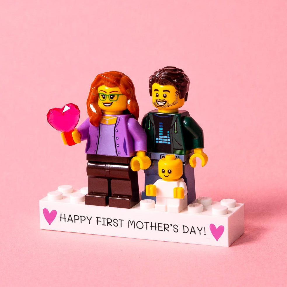 Personalised First Mother’s Day LEGO® Brick Mum and Baby Minifig Keepsake New Parents Gift