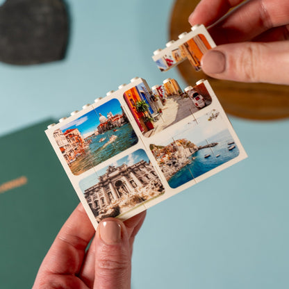 Holiday Souvenir LEGO® Brick landscape photo block – stylish custom photo display for desk, shelf, or bedside table