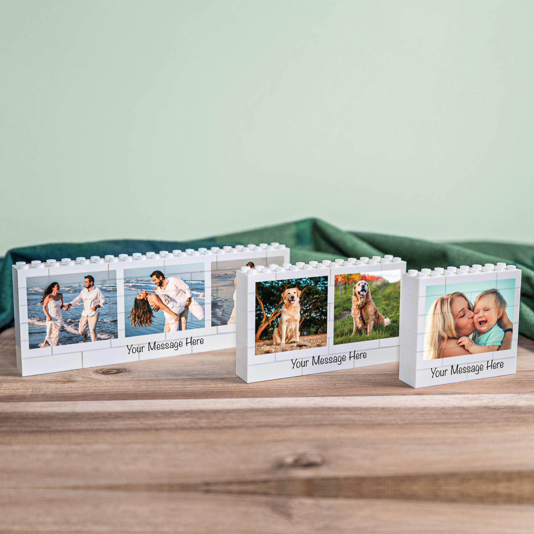 LEGO® Brick Multi-Photo Block with optional message on reverse – display-worthy personalised gift for family or friends