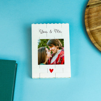 Customised LEGO® Brick ‘You & Me’ block – display cherished memories on desk, shelf, or bedside