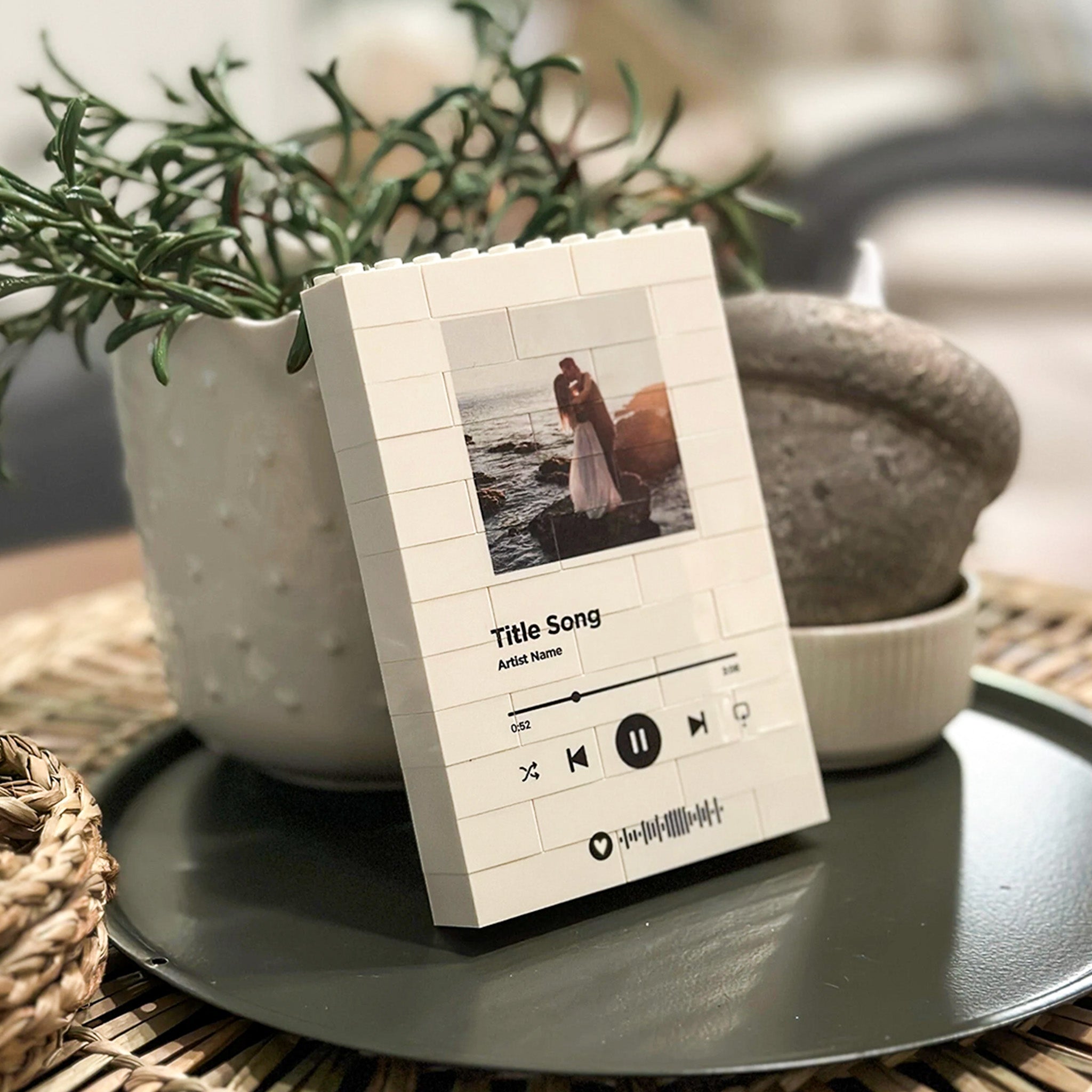 Black or white LEGO® Brick Scannable Song Code block – display-worthy keepsake for shelves, desks, or bedside tables