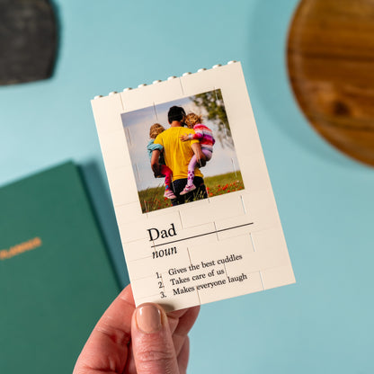 Personalised Dad Definition LEGO® Brick Photo Block – add photo, custom message and description