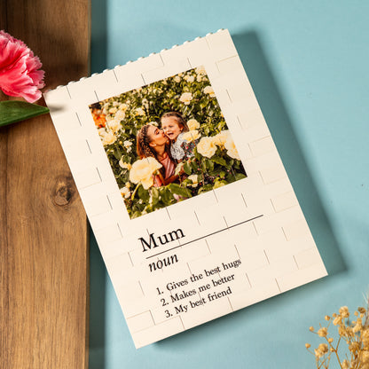 Personalised Mum Definition LEGO® Brick Photo Block – add photo and personalised custom message