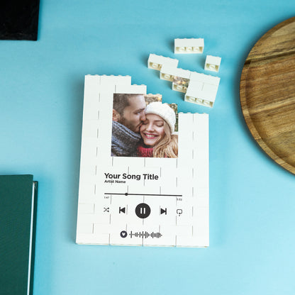 Personalised Scannable Song Code LEGO® Brick Anniversary Photo Block – add photo, custom message, and song code