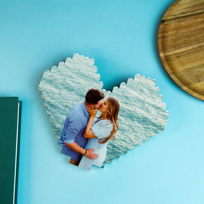 Heart LEGO® brick photo block with optional second image on back – creative personalised keepsake for loved ones