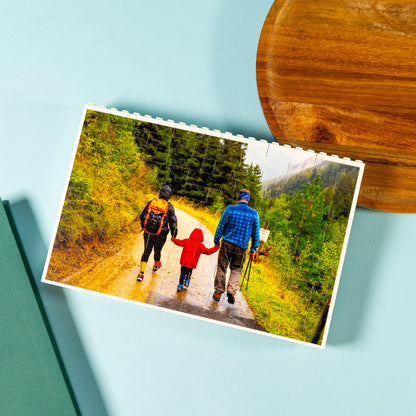 Double-sided LEGO® brick photo block with optional second image – creative personalised keepsake for LEGO® fans
