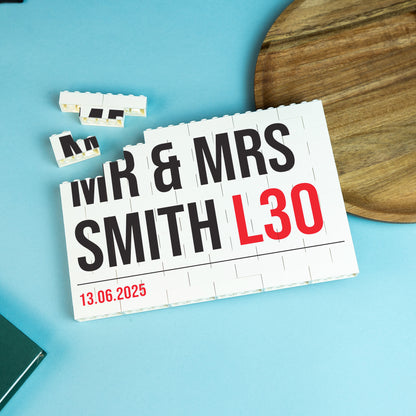 LEGO® Brick street sign block with optional photo or personalised message on back – creative home décor keepsake