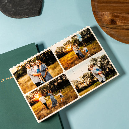Multi-photo LEGO® Brick landscape block with optional reverse message – creative baby shower keepsake for family, friends, or couples